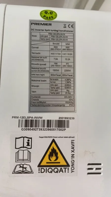 Premier 12 Inverter konditsioner (Yangi) R32 freon 9 Premier 12 Inverter konditsioner (Yangi) R32 freon 9