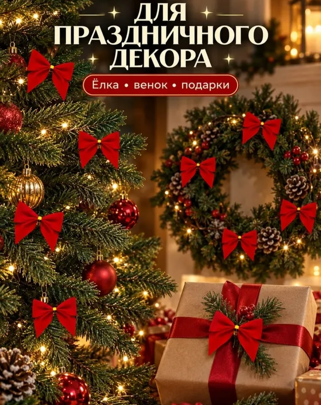 Бантики на елку новогоднюю 24 штуки 5