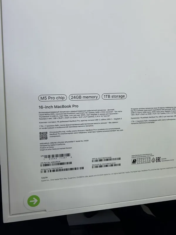 Macbook Pro 16 M5 pro 24ram 1tb ssd