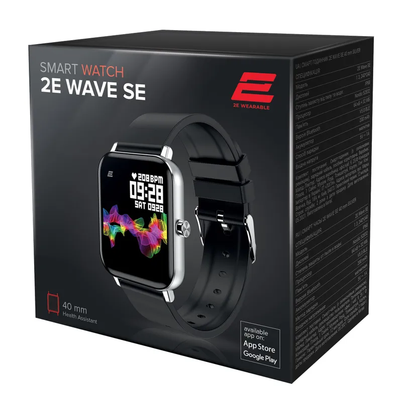 Умные Смарт-часы 2E Wave SE 40, 1.3", Bluetooth 5.0, защита IP68, шагомер, пульсометр, черный — фото 3