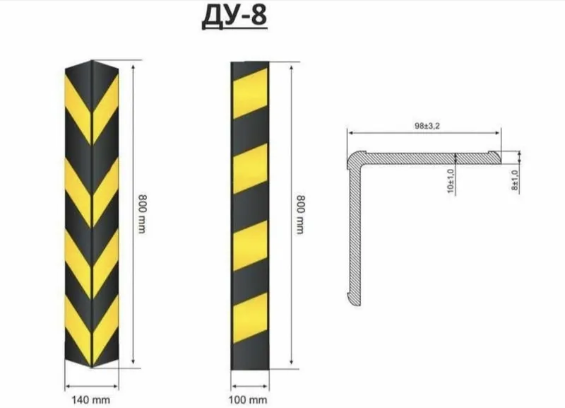 Демпфер угловой ДУ-8 резиновый 800*100* parking parkovka — фото 2