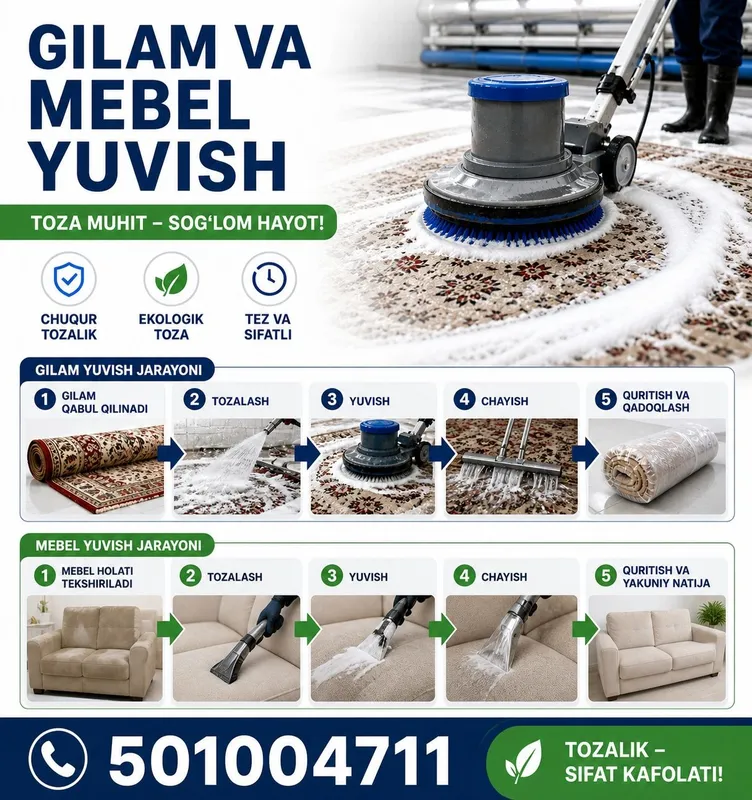 Gilam va mebel yuvish/ стирки ковров — фото 2