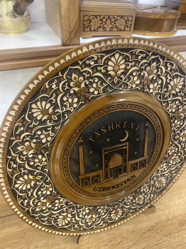 Wooden Decorative Plate With Carving D30 cm AO 2