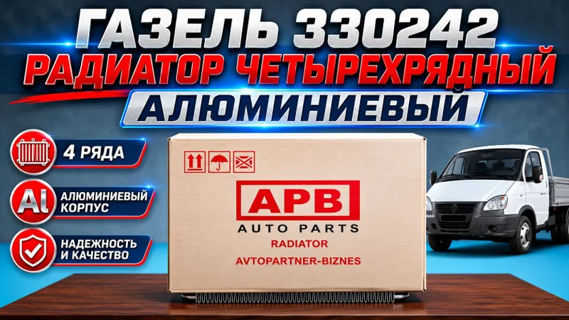 Газель 330242 и 33027. 4-рядный алюминиевый радиатор на ГАЗель 330242