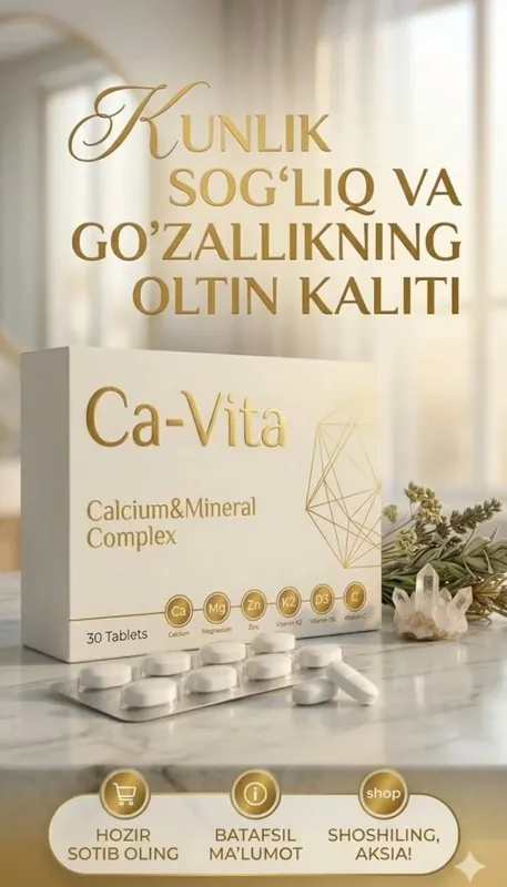 Ca-Vita — kalsiy, magniy, D3, K2 vitamini kompleksi