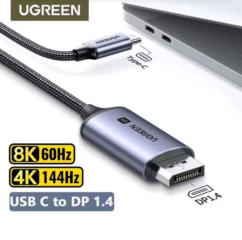 UGREEN Type-C To DisplayPort 2.1/2.0/1.4 Кабель Type-C выход DP 2 UGREEN Type-C To DisplayPort 2.1/2.0/1.4 Кабель Type-C выход DP 2