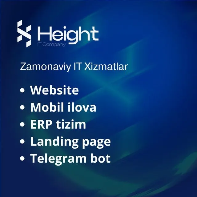 Website, Telegram bot, mobil ilova yozib beramiz