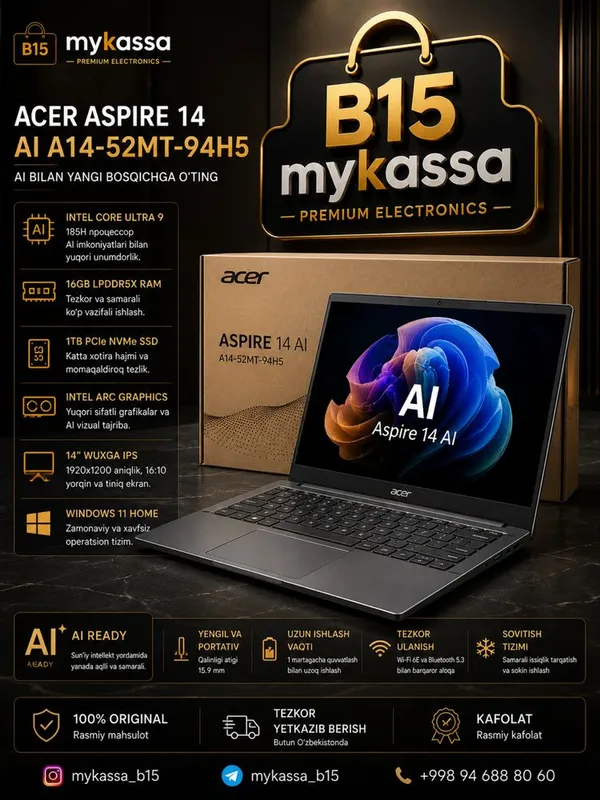 Acer Aspire 14 AI A14-52MT-94H5 • Dastavka • New Acer Aspire 14 AI A14-52MT-94H5 • Dastavka • New
