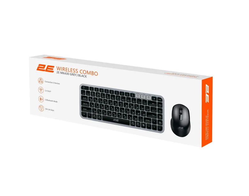 Беспроводная Клавиатура + Мышка 2E MK430 Gray/Black