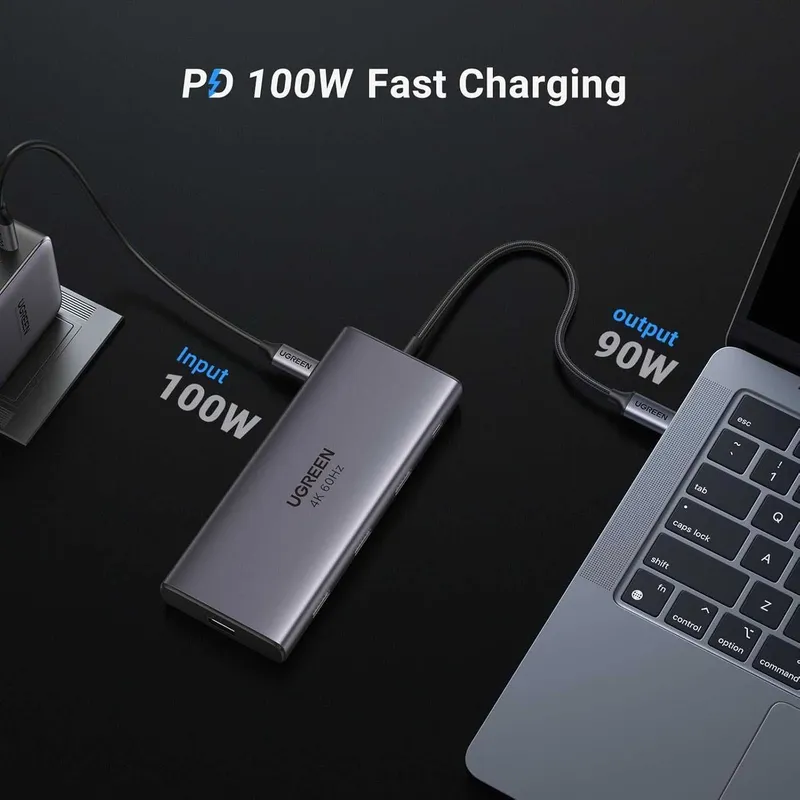 Док станция UGREEN Revodok Pro 9в1 PD100W Gigabit Ethernet 4k60Hz — фото 4
