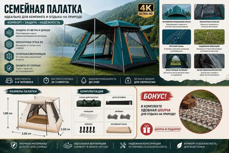 Автоматическая складная палатка — фото 1