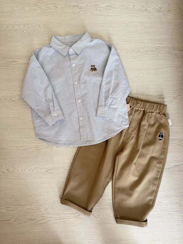 Рубашка и брюки из качкственного хлопка для мальчиков — фото 1