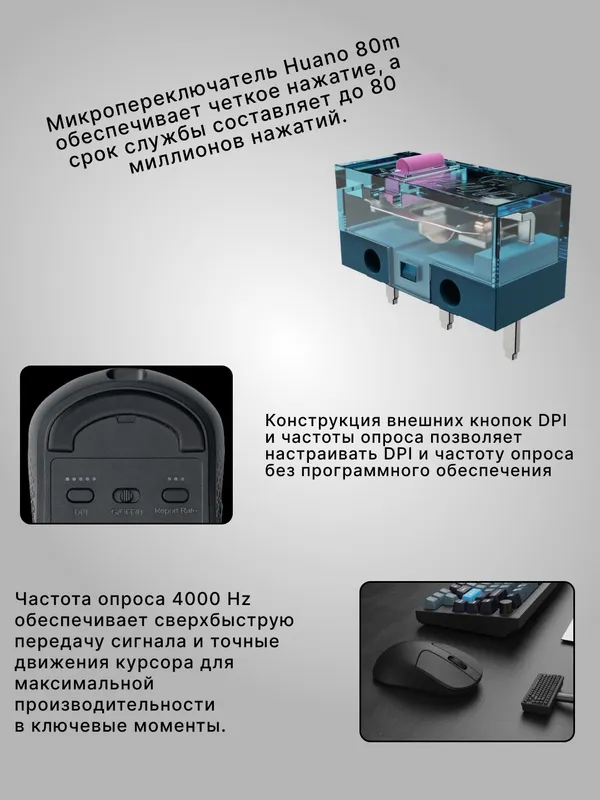 Игровая беспроводная мышка Keychron M3 BT/WL/USB-A/USB-C, 1K, с RGB, до 70 часов — фото 3 Игровая беспроводная мышка Keychron M3 BT/WL/USB-A/USB-C, 1K, с RGB, до 70 часов — фото 3