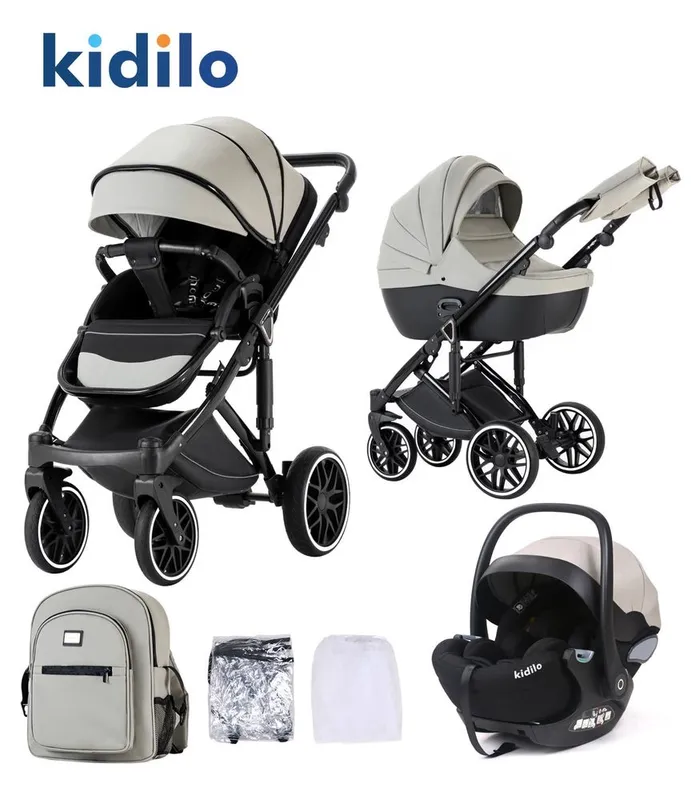 Коляска Kidilo F2+C 3 в 1 — люлька, прогулочный блок и автокресло Коляска Kidilo F2+C 3 в 1 — люлька, прогулочный блок и автокресло