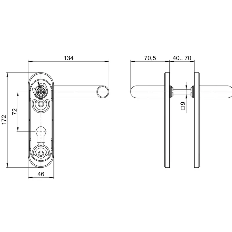 Ручки дверные противопожарные FUARO DH-0433 NE, нержавеюшая сталь 2