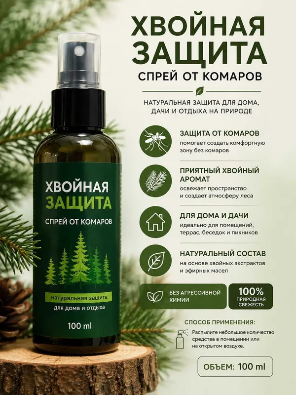 Спрей от комаров Хвойная Защита 100 мл | Chivinlarga qarshi sprey — фото 2