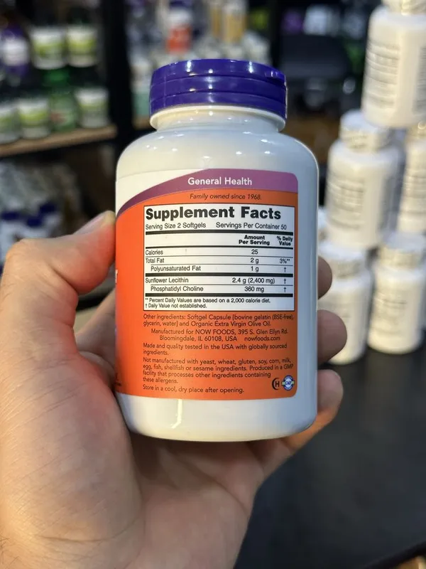 Now Sunflower Lecithin 1200 mg, 100 kapsula 2 Now Sunflower Lecithin 1200 mg, 100 kapsula 2