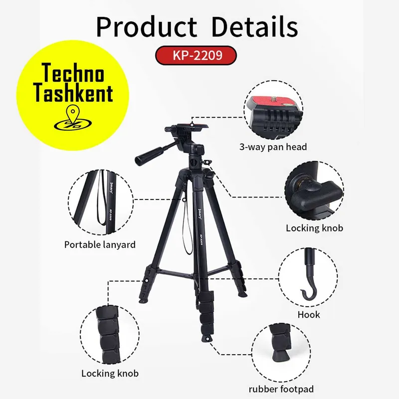 Штатив Jmary KP-2209 с держателем для телефона и фотоаппарата — фото 2 Штатив Jmary KP-2209 с держателем для телефона и фотоаппарата — фото 2