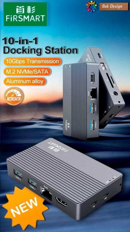 FiRSMART 10-в-1 док станция гибрид USB-C HUB M.2 NVMe