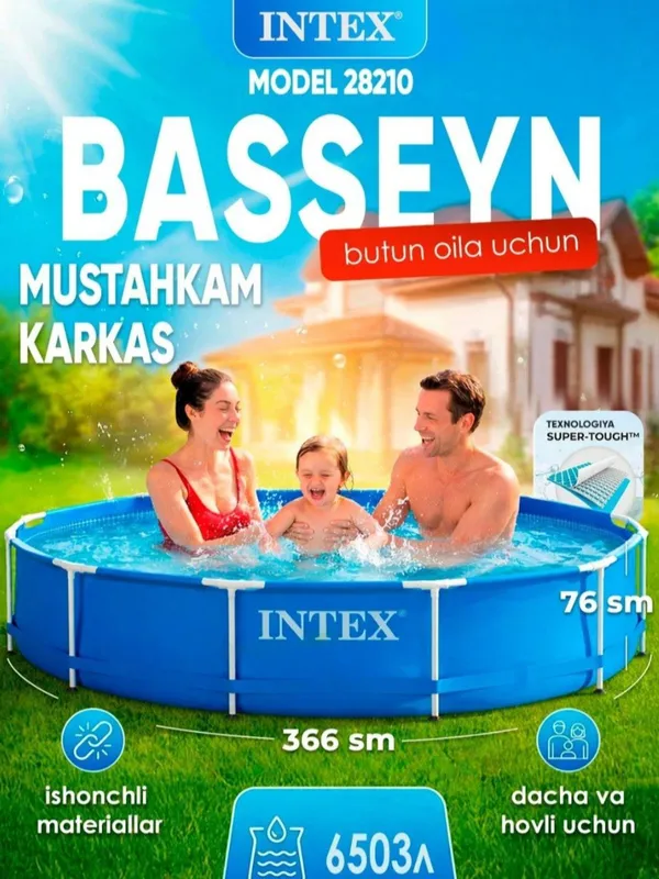 Intex yumaloq va toʻrtburchak basseynlar