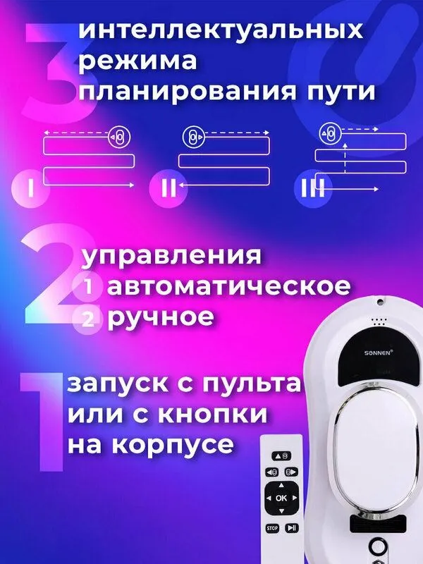 Робот мойщик окон SONNEN Tech RWC-121 UltraClear, датчик от падения, 2 — фото 2