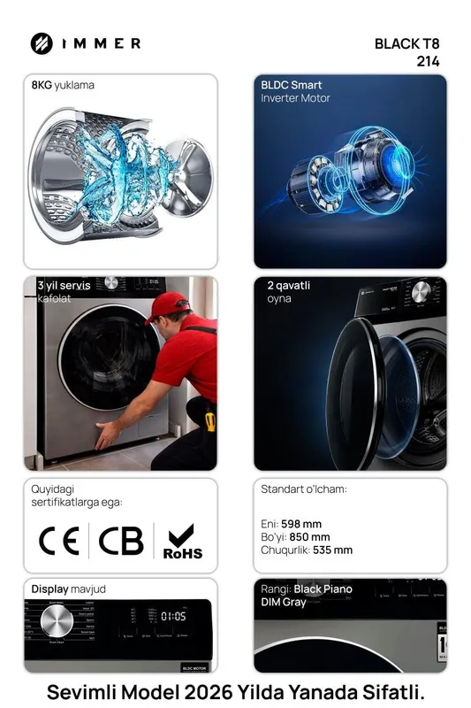 Стиральная машина Immer Trust x Series Black T8 2026 Version — фото 1 Стиральная машина Immer Trust x Series Black T8 2026 Version — фото 1