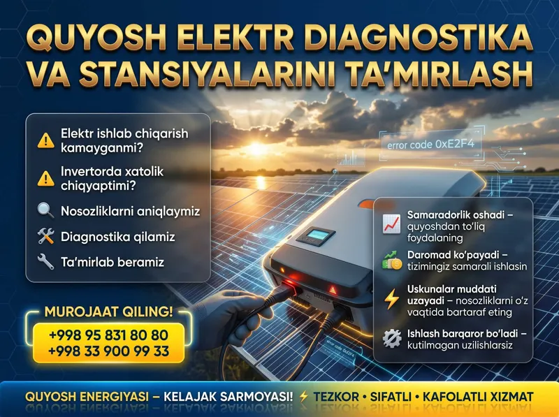 Quyosh stansiyalari diagnostikasi va ta’mirlash — фото 7 Quyosh stansiyalari diagnostikasi va ta’mirlash — фото 7