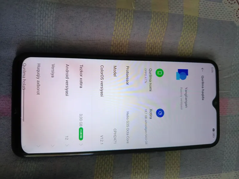 Oppo 17 K/A sotiladi 4/64 xotirasi aybi yoq 4