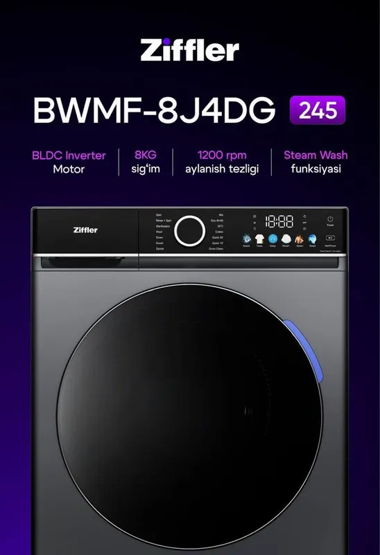 Стиральная машина ZIFFLER 8 kg — фото 3
