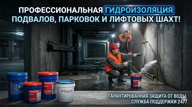 Гидроизоляция под ключ с гарантии Качество 100% с материалами Пенетрон — фото 6