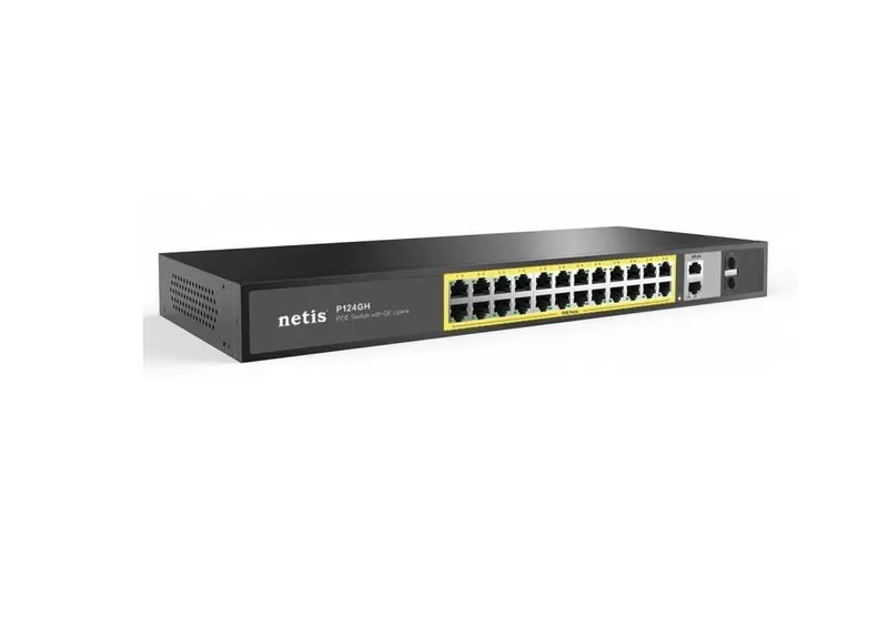 Netis P124GH 24xFE PoE+2xGE Uplink 2xGE SFP kommutatori, boshqarilmaydigan 3