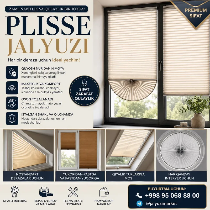 PLISSE JALYUZI Arzon va sifatli! 1 PLISSE JALYUZI Arzon va sifatli! 1