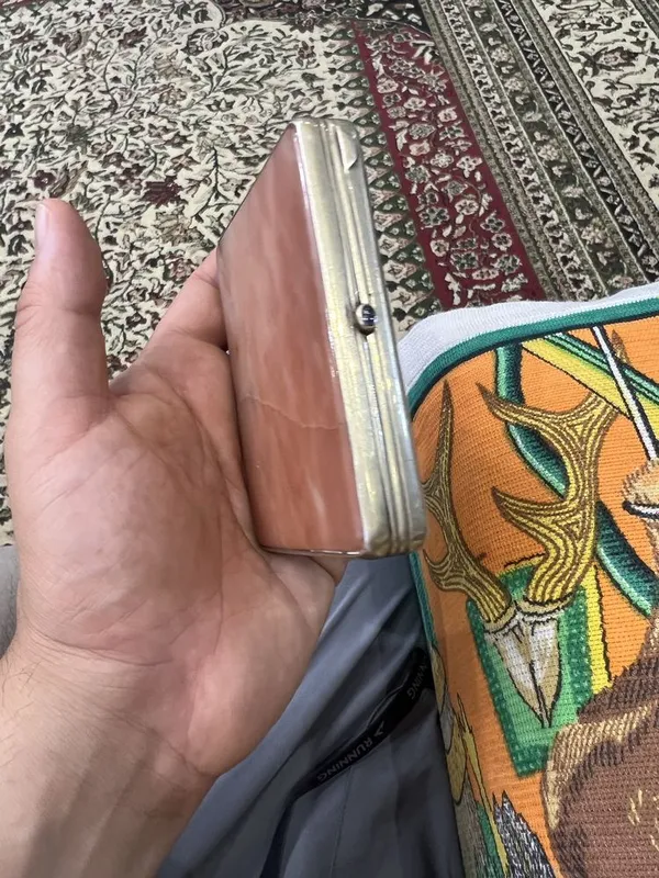 Портсигар . Камень серебро 875 проба