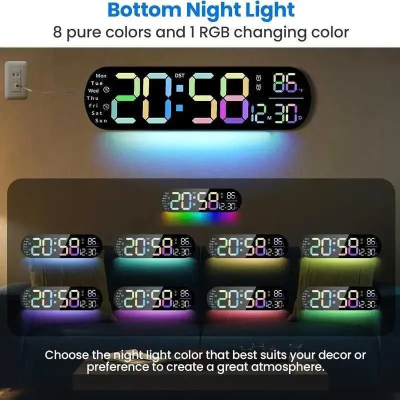 RGB Настенные электронные часы LED с пультом, Devor soat RGB pultli — фото 5