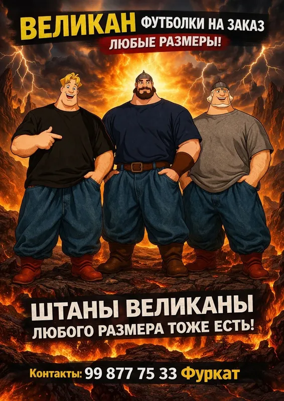 Футболки великан любого размера на заказ!