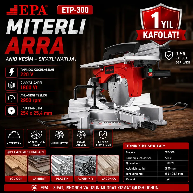 Tarsovka ETP-300 Miterli Arra Торцовочная пила
