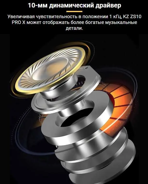 Новые запечатанные проводные наушники KZ ZS10 PRO X 1DD 4BA звук HI FI — фото 5