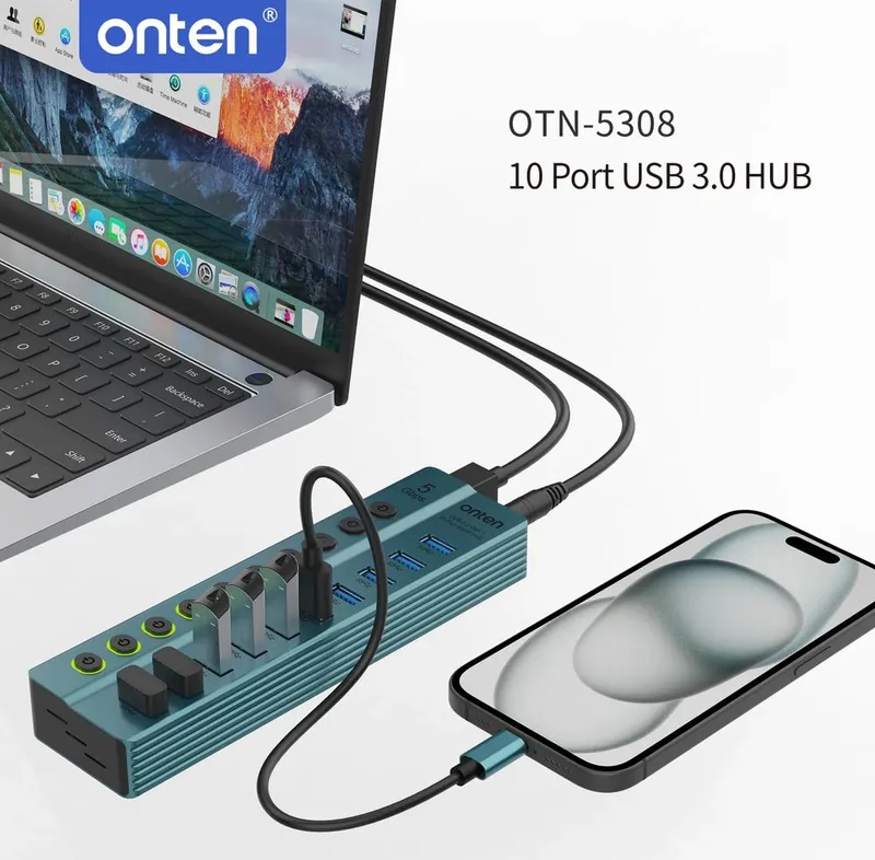 Onten OTN-5308 USB-хаб 10 портов 3.0 1