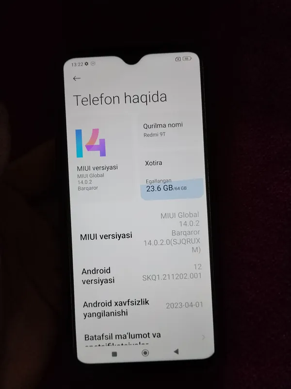 Redmi 9T 4/64 xolati ideal 1 Redmi 9T 4/64 xolati ideal 1