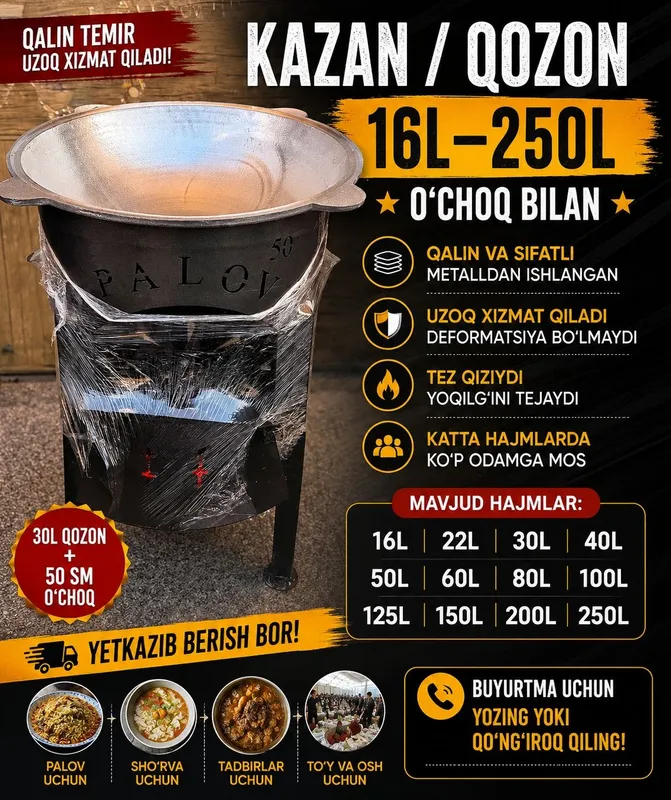 Qozonlar 16 dan 250 letrgacha