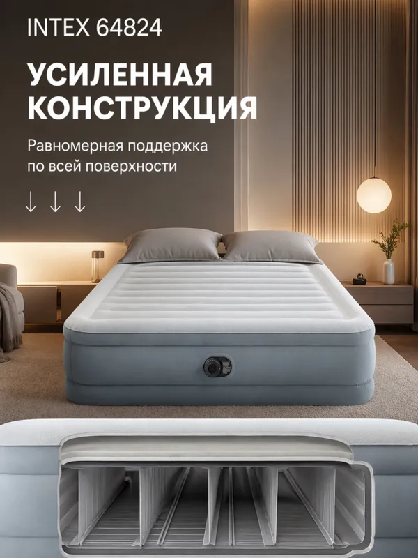 Intex 64824 – двухспальная с встроенным насосом 1 Intex 64824 – двухспальная с встроенным насосом 1