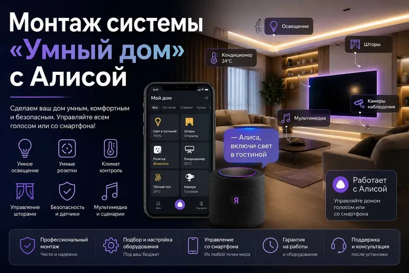 Монтаж системы «Умный дом» с Алисой