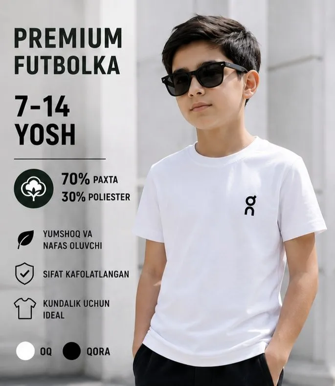Bolalar uchun Premium Futbolka(7-14 Yosh) 3 Bolalar uchun Premium Futbolka(7-14 Yosh) 3