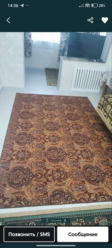 Ковёр советский, 2.00*1.80 красивый с зелёным орнаментом 2
