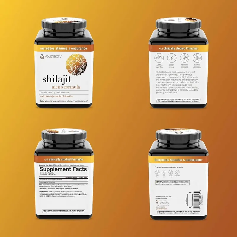 Шиладжит/ Мумие Youtheory Men's Shilajit Capsules, 120 ct. Америка — фото 2