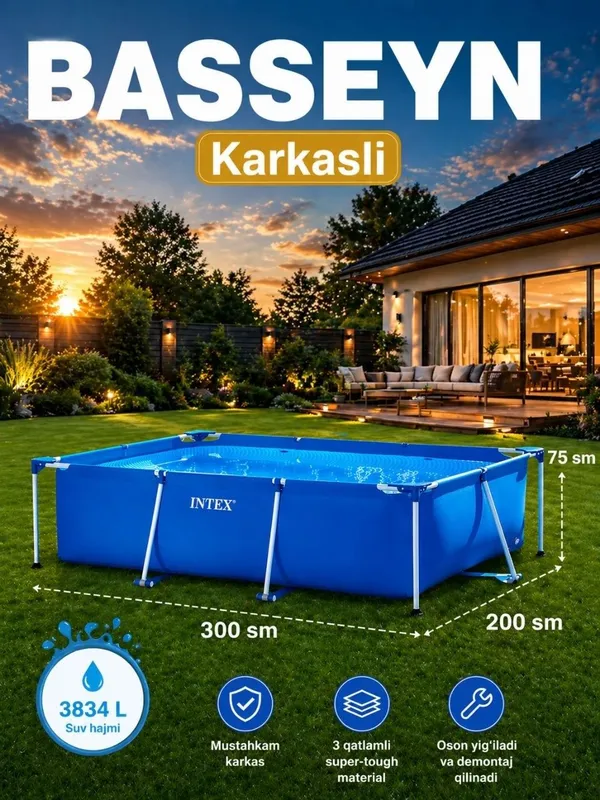 Karkasli basseyn 3x2x75razmer