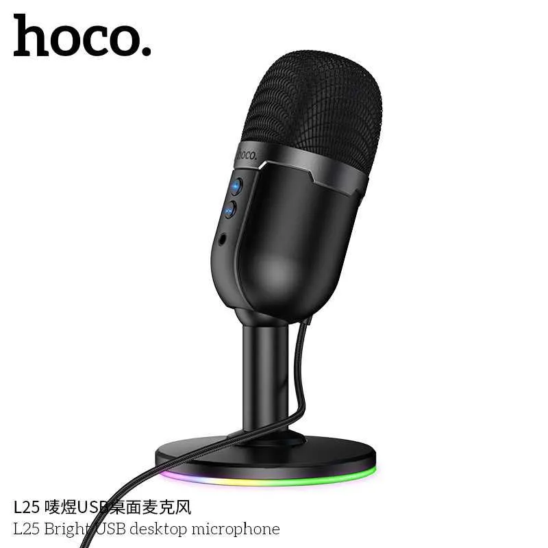 Hoco L25 Bright настольный USB-микрофон с RGB-подсветкой — фото 4