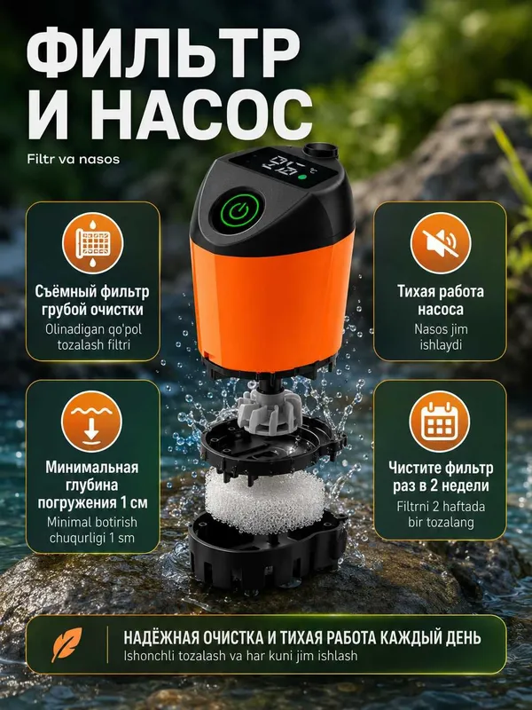 Душ аккумуляторный с насосом и LED-дисплеем для кемпинга, 4800 мАч — фото 3