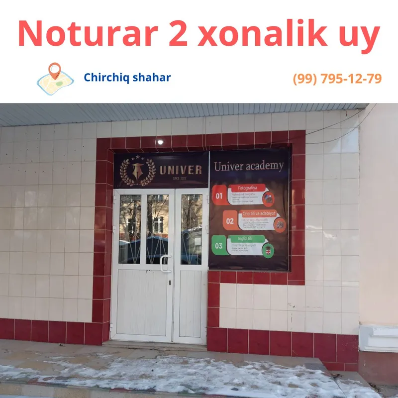 2 xonalik uy sotiladi, noturar qilingan biznesga