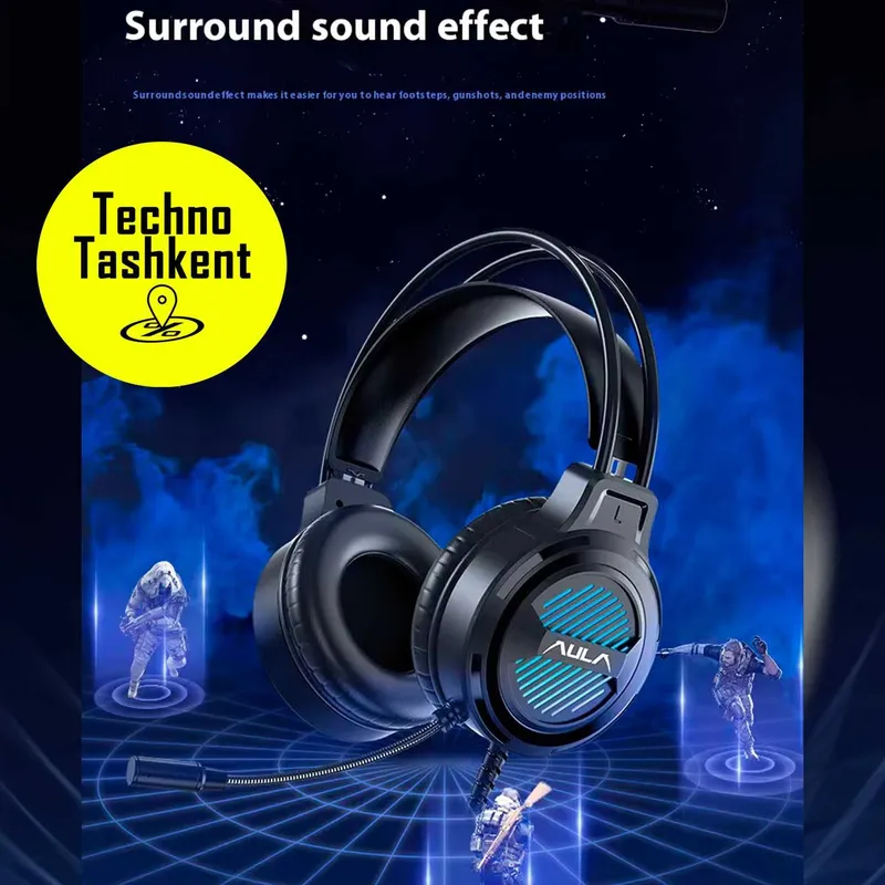 Проводные игровые наушники Aula S606B RGB, с микрофоном — фото 1